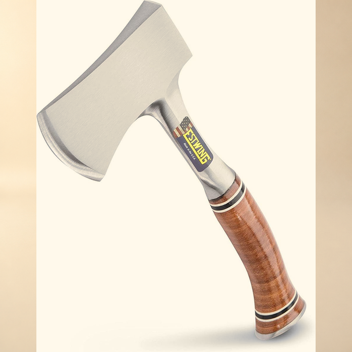 One-piece sportsman's hatchet, leather grip — The Archive at Jawsome Finds
